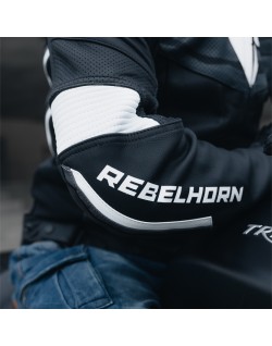 REBELHORN - Blouson cuir VANDAL noir/blanc
