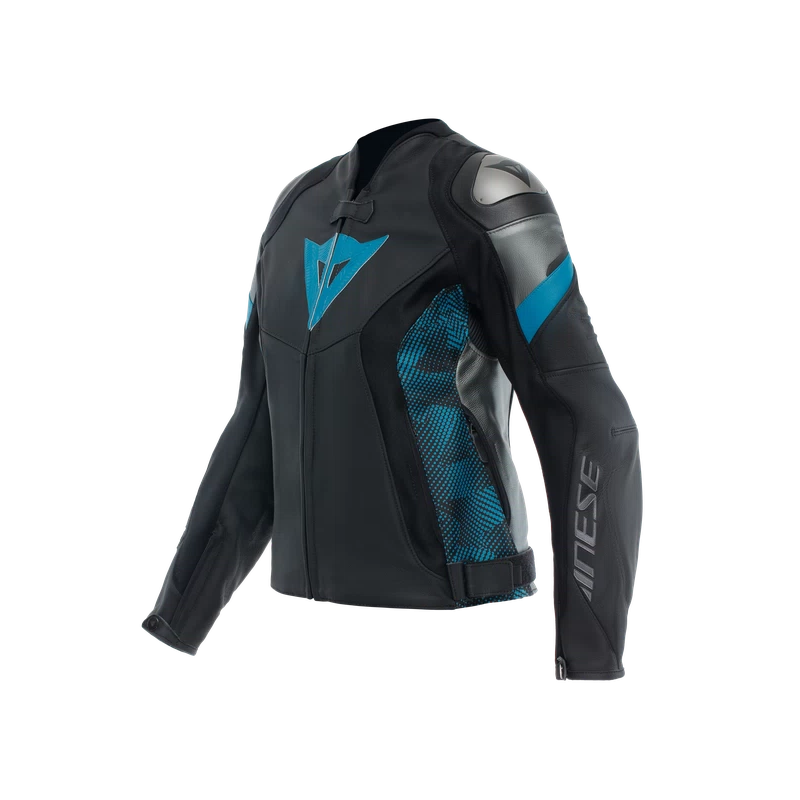 DAINESE - Blouson cuir AVRO 5 Femme noir/bleu/gris