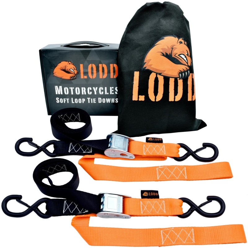 LODD - Sangles Moto à Boucles LODD à crochets sécurisés plastifiés, résistance 1100 kg, Largeur 38mm